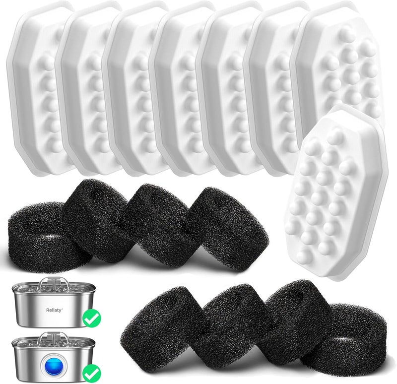 Rellaty Official Cat Water Fountain Filters Replacement & Pre-Filter Sponges for 3.2L/108oz Automatic Pet Fountain Dog Water Fountain - Image 1